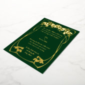 Elegant Art Nouveau Foliage Border Folie Uitnodiging (Gedraaid)
