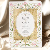 Elegant Art Nouveau Freesias Wedding Invite Kaart