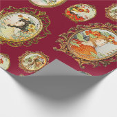 Elegant  Art Nouveau Girls Flowers Lijsten Cadeaupapier (Hoek)