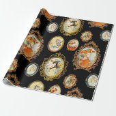 Elegant  Art Nouveau Girls Flowers Lijsten Cadeaupapier (Uitgerold)