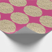 Elegant art nouveau goud fuschia roze medaillon cadeaupapier (Hoek)