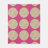 Elegant art nouveau goud fuschia roze medaillon fleece deken (Voorkant)