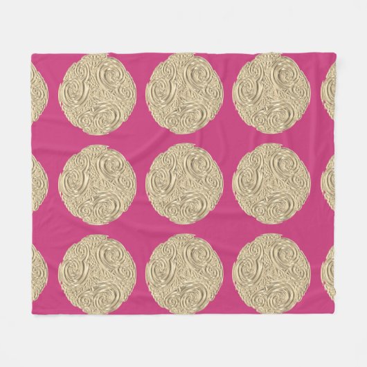 Elegant art nouveau goud fuschia roze medaillon fleece deken (Voorkant (Horizontaal))