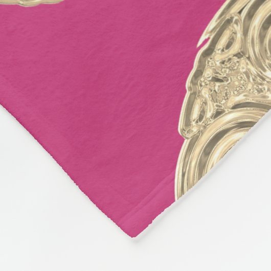 Elegant art nouveau goud fuschia roze medaillon fleece deken (Hoek)