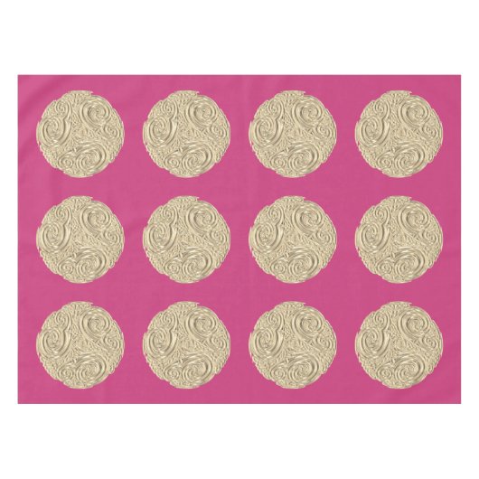 Elegant art nouveau goud fuschia roze medaillon tafelkleed (Voorkant (Horizontaal))