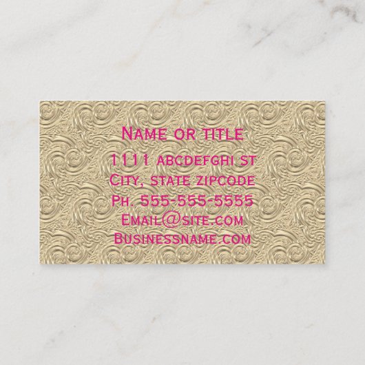 Elegant art nouveau goud fuschia roze medaillon visitekaartje (Achterkant)