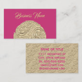 Elegant art nouveau goud fuschia roze medaillon visitekaartje (Voorkant / Achterkant)