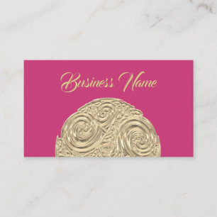 Elegant art nouveau goud fuschia roze medaillon visitekaartje