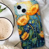 Elegant Art Nouveau Gouden Geel Poppy Mozaïek Case-Mate iPhone Case
