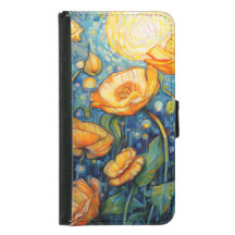 Elegant Art Nouveau Gouden Geel Poppy Mozaïek