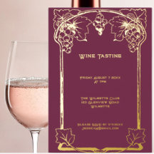 Elegant Art nouveau grapes Folie Uitnodiging