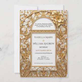 Elegant Art Nouveau Islamic Wedding Invitation Kaart