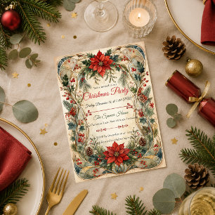 Elegant Art Nouveau Kerstfeest Kaart