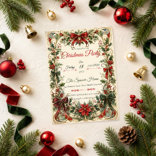 Elegant Art Nouveau Kerstfeest Kaart