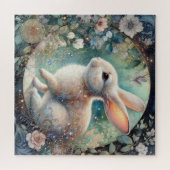 Elegant art nouveau konijn in bloemenpaas Lijst Legpuzzel (Horizontaal)