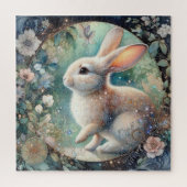 Elegant art nouveau konijn in bloemenpaas Lijst Legpuzzel (Verticaal)