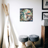 Elegant art nouveau konijn in bloemenpaas Lijst Poster