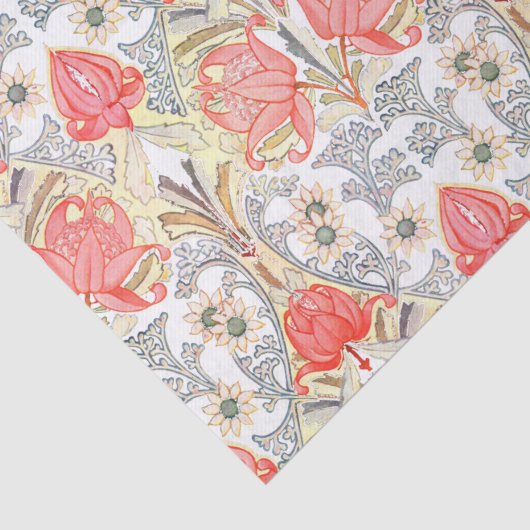 Elegant Art Nouveau koraal bloempatroon Tissuepapier (Detail)