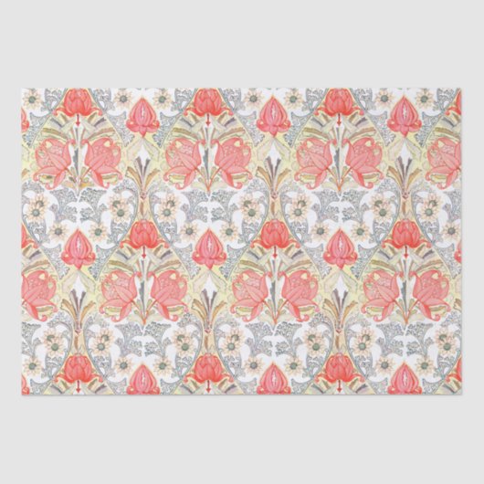 Elegant  Art Nouveau koraal bloempatroon Tissuepapier (Voorkant)