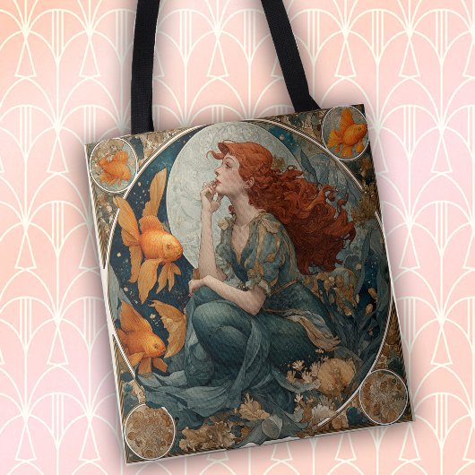 Elegant Art Nouveau Mermaid Tote Bag