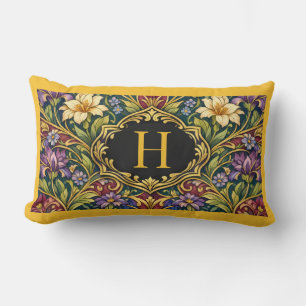 Elegant Art Nouveau Monogram Bloemrijke Vintage On Kussen