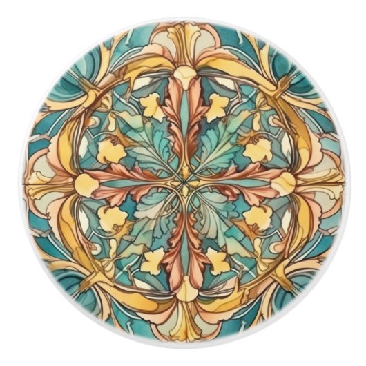 Elegant art nouveau patroon keramische knop (Voorkant)