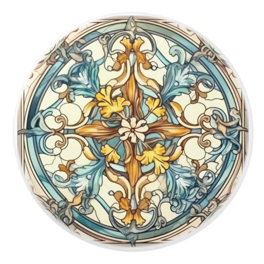 Elegant art nouveau patroon keramische knop (Voorkant)