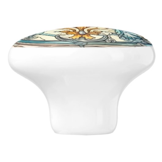 Elegant art nouveau patroon keramische knop (Zijkant)