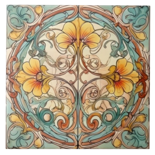 Elegant art nouveau patroon tegeltje (Voorkant)