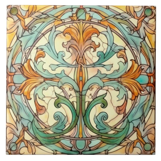 Elegant art nouveau patroon tegeltje (Voorkant)