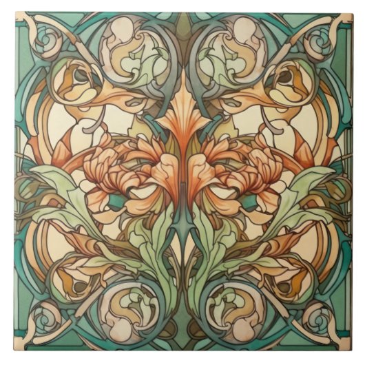 Elegant art nouveau patroon tegeltje (Voorkant)