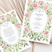 Elegant Art Nouveau Pink Rose Floral Wedding Kaart