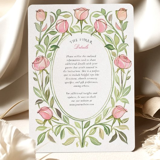 Elegant Art Nouveau Pink Rose Floral Wedding Kaart
