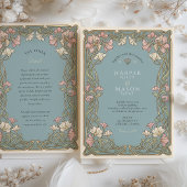 Elegant Art Nouveau Pinnk Lily Wedding Kaart