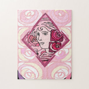 Elegant Art Nouveau Roos Woman Legpuzzel