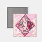 Elegant Art Nouveau Roos Woman Magneet (Voorkant / Achterkant)