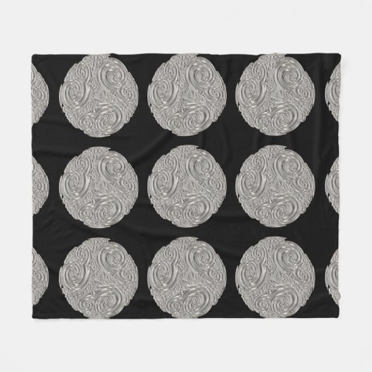 Elegant art nouveau Silver Black medallion Fleece Deken (Voorkant (Horizontaal))