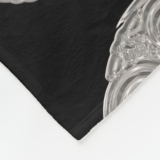 Elegant art nouveau Silver Black medallion Fleece Deken (Hoek)