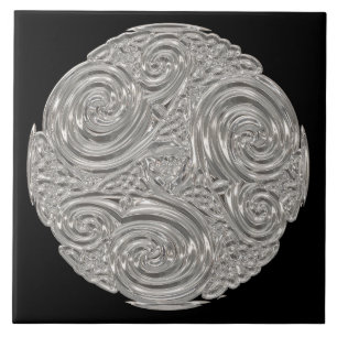 Elegant art nouveau Silver Black medallion Tegeltje