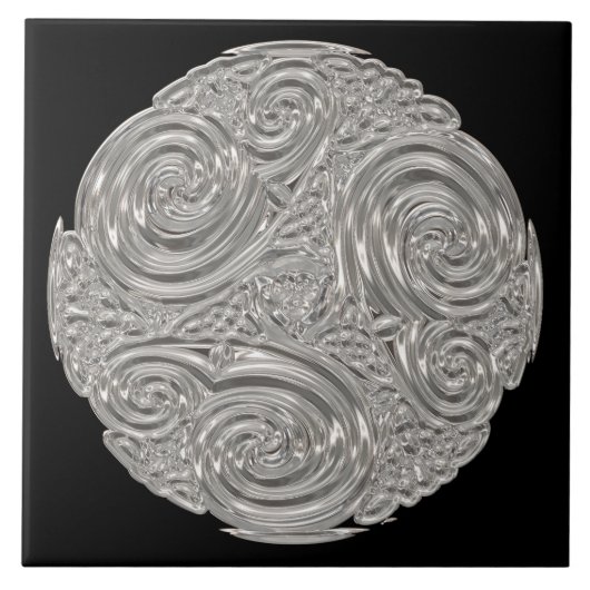 Elegant art nouveau Silver Black medallion Tegeltje (Voorkant)