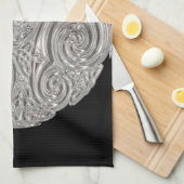 Elegant art nouveau Silver Black medallion Theedoek (Quarter Fold)