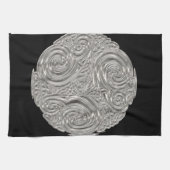 Elegant art nouveau Silver Black medallion Theedoek (Horizontaal)