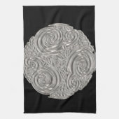 Elegant art nouveau Silver Black medallion Theedoek (Verticaal)