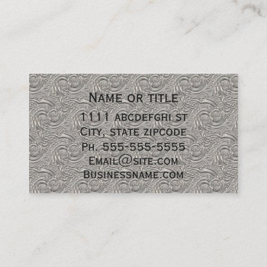 Elegant art nouveau Silver Black medallion Visitekaartje (Achterkant)
