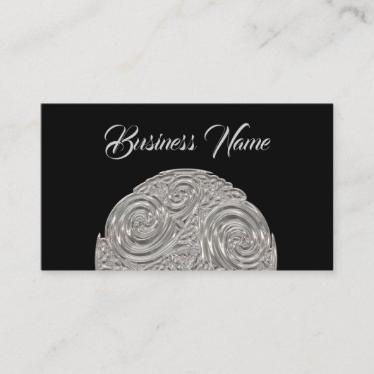 Elegant art nouveau Silver Black medallion Visitekaartje (Voorkant)