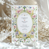 Elegant Art Nouveau Spring Floral Gold Wedding Kaart