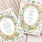 Elegant Art Nouveau Spring Floral Gold Wedding Kaart