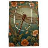 Elegant Art Nouveau Spring green Dragonfly Medium Cadeauzakje (Voorkant)