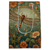Elegant Art Nouveau Spring green Dragonfly Medium Cadeauzakje (Achterkant)