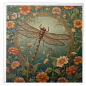 Elegant Art Nouveau Spring green Dragonfly Tegeltje (Voorkant)